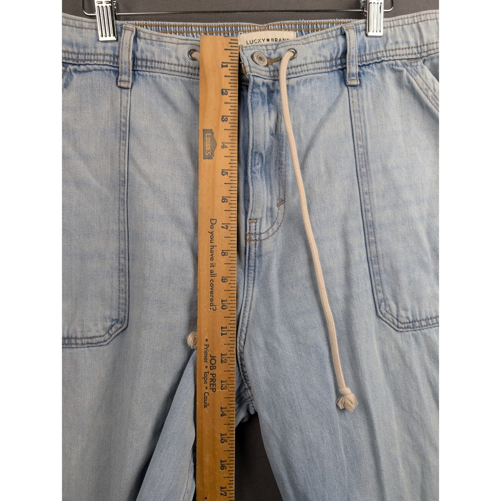 Lucky Brand Womens Wide Leg Crop Drawstring Jeans Light Wash Raw Hem XL - Picture 5 of 9